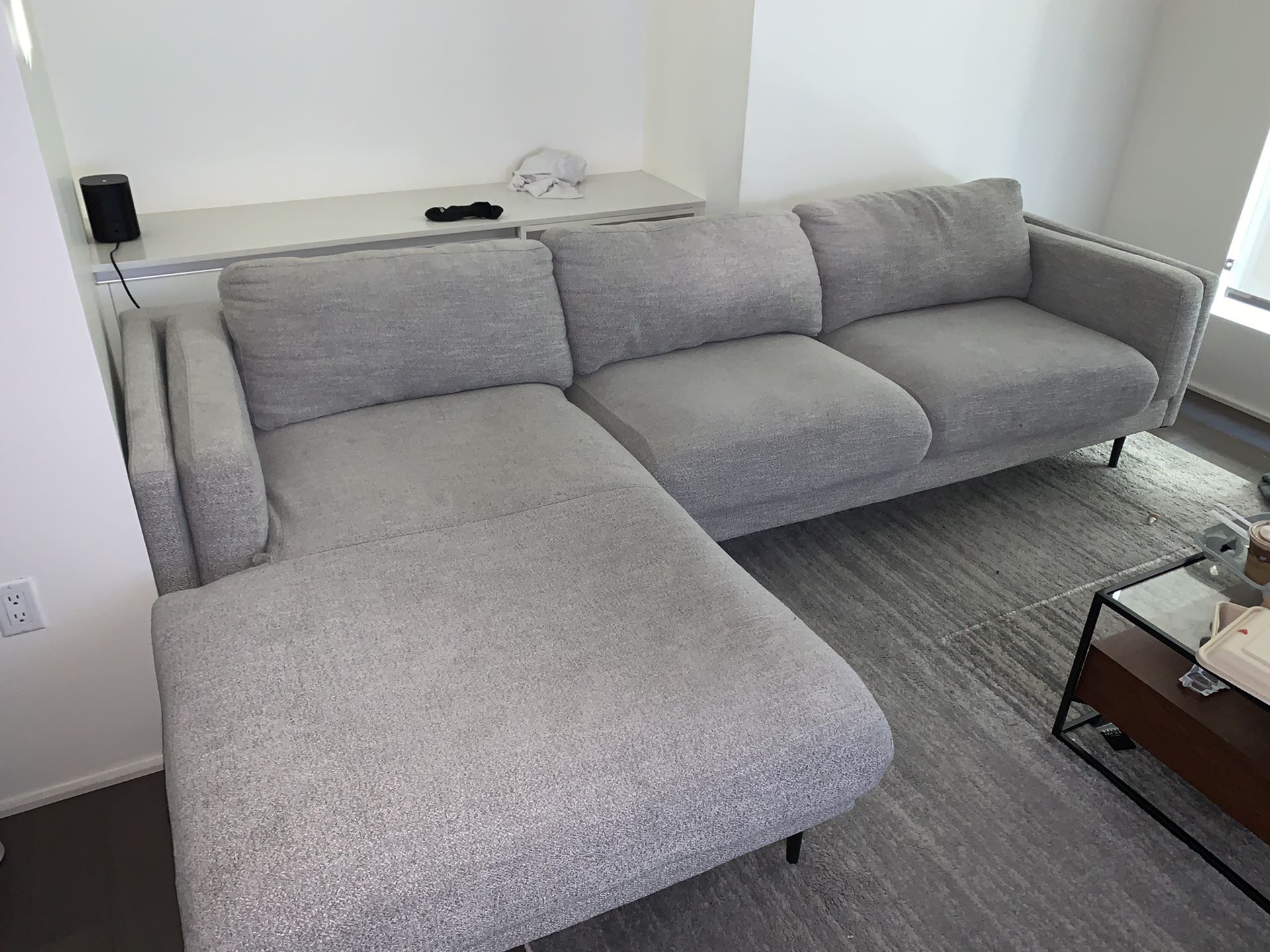 Living Spaces L-Shaped Couch (Right arm king chair)