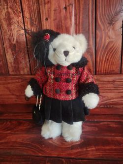 White Bear With Red Plaid Jacket And Skirt