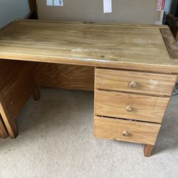 Kid’s Three Drawer Desk. Very Sturdy Wood. Paint Or Stain
