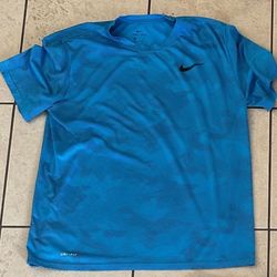 Nike Dri-Fit Camo Camouflage Sky Blue Gym Workout Athletic Shirt XL Mens