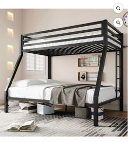 O125 $145 Black Twin over Full Size Metal Bunk Bed with Removable Durable Ladder Try our best to create the best home for you with our sincere desig