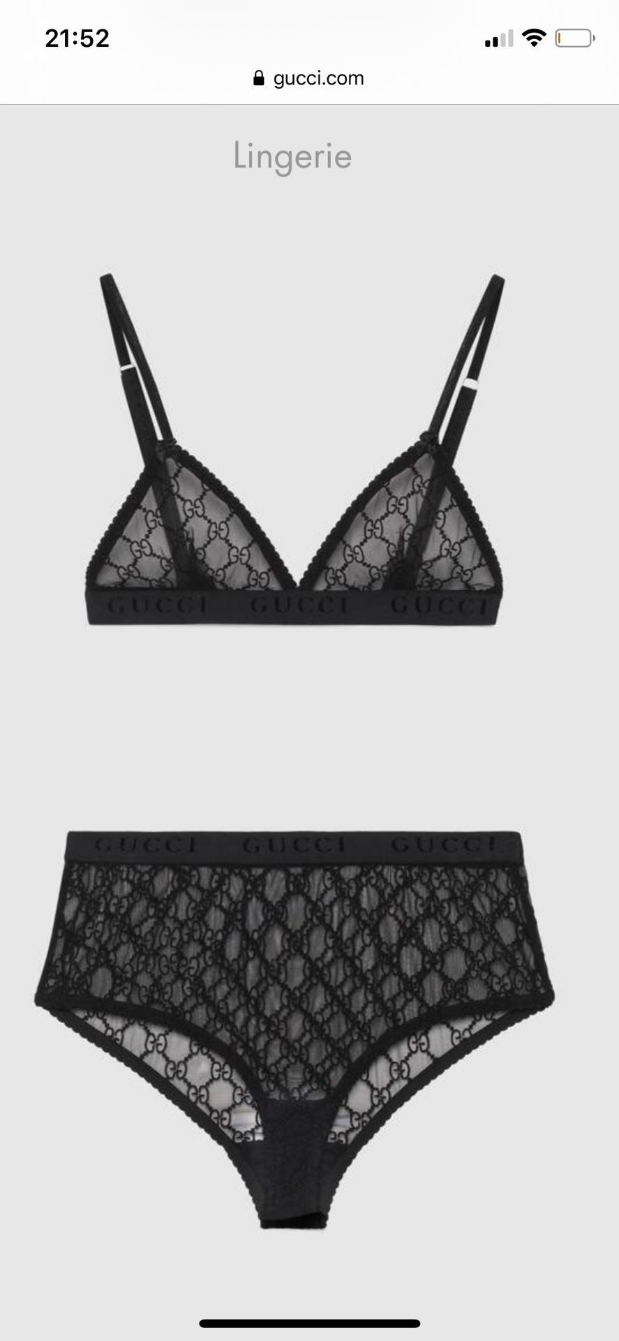 Brand new Gucci bra and panty set LINGERIE