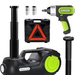 Electric Car Jack Kit 5Ton 12V Car Jack Hydraulic (Lifting Range: 6.1-20.86 inch) with Impact Wrench & Inflator for Car SUV Sedan MPV with LCD & Tire 