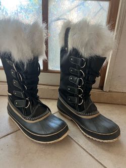 Sorel Tall Black Winter Snow Boots with Faux Fur