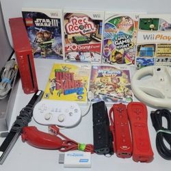 Red Nintendo Wii With 28 N64 And Wii Games 