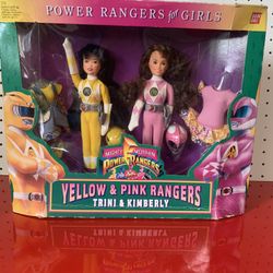 Power Ranger pink and yellow girl dolls