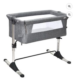 Bedside Sleeper Bassinet w/ Travel Bag & Mattress – Gray