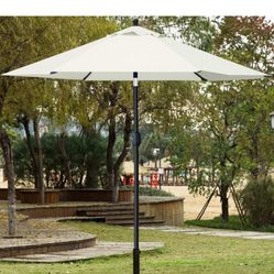 7.5ft Patio Canopy Umbrella, Base & Fillable Sandbag Weight