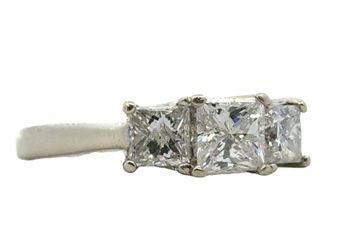 14K White Gold 3 Diamond Engagement Ring Size 9.5 w/ Appraisal (144913-1)