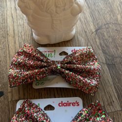 New Christmas Claire’s Bows $5/Both