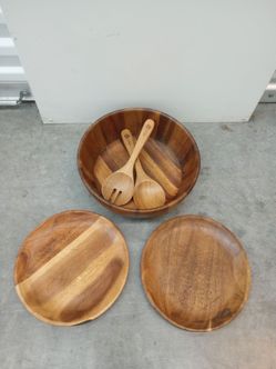 Wooden Salad Bowl Set  Acacia Bill F