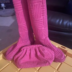 Pink Boots Size 9 And Clutch
