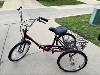 Red workman’s tricycle folding w basket