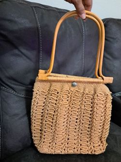 1950s/60s style Raffia Bamboo Handle Handbag