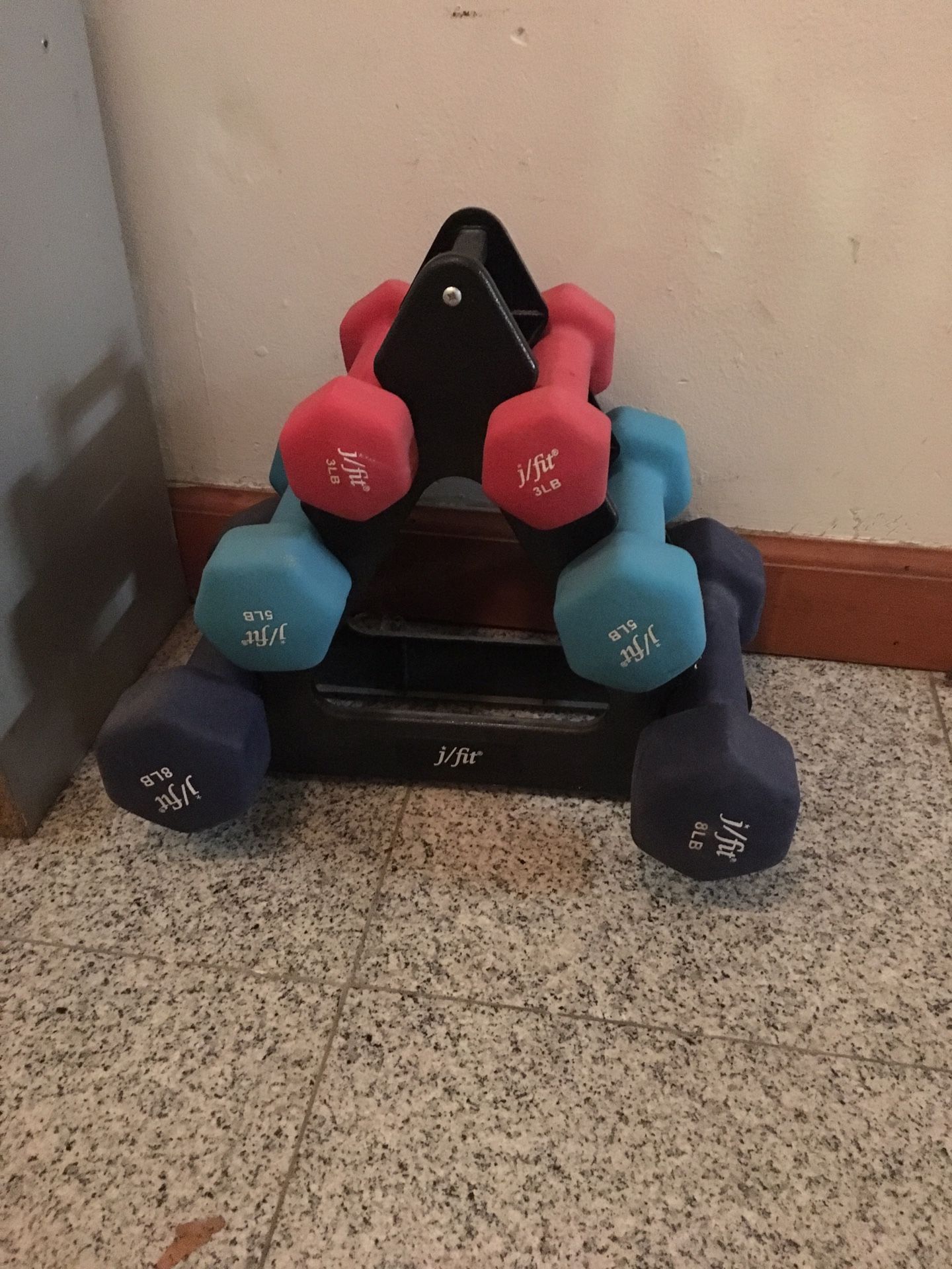 Neoprene dumbbell pairs and sets with stand