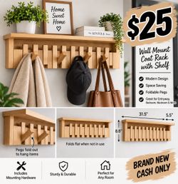 Wall Mount Coat Rack with Shelf