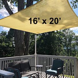 (NEW) $50 Rectangle 16x20’ Sun Shade Sail Outdoor Canopy Patio Top Cover 175gsm , (Beige, Gray, Black)