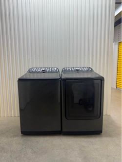 Samsung Black Stainless Steel Washer & Electric Dryer Set – Large Capacity