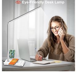 AFROG Multifunctional LED Desk Lamp with Wireless Charger, USB Charging Port, 5 Lighting Modes,5 Brightness Levels, Sensitive Control, 30/62 min Auto 