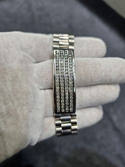 Rolex 18 Karat White Gold 100gramos MENS SOLID 6 CT G VS2 Diamond ID Bracelet 10 inches 