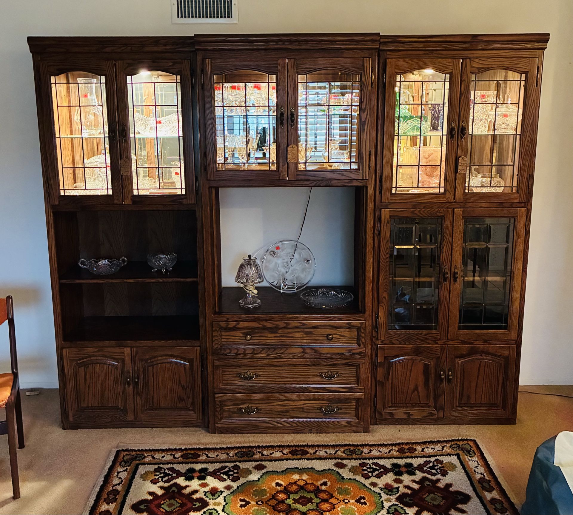 3 Unit Curio/Entertainment Center, Excellent Condition