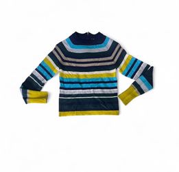 Paul Smith blue green sparkle signature stripe contrast wool long sweater S