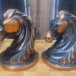 Vintage 1940s Art Deco Wild Horse Bookends