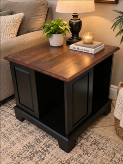 Two-Tone Wood End Table with Open Shelves