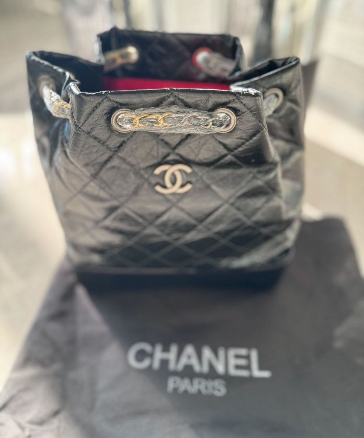 Black, Leather Bucket Bag