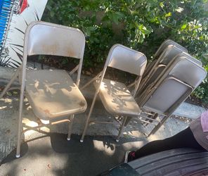 Set of six all metal chairs