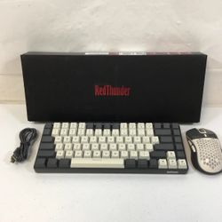 RedThunder K84 White Gray RGB Backlit Wireless Keyboard And Mouse Combo Used