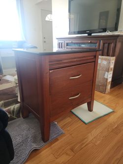 CASH ONLY  Cherry Wood night stand w/Black Granite Top