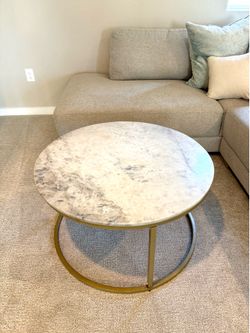 Round Marble Table with Gold Frame