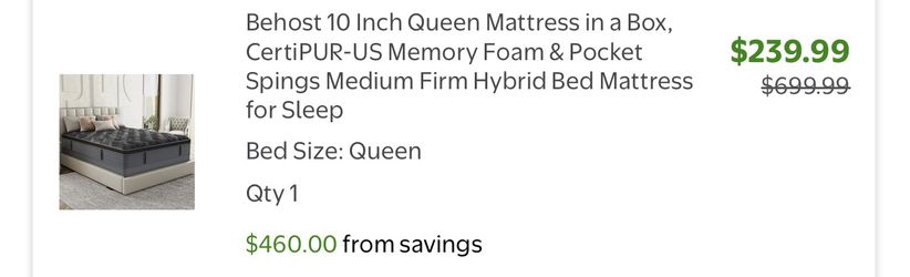 Behost 10 Inch Queen Mattress and frame, CertiPUR-US Memory Foam & Pocket Spings Medium Firm Hybrid Bed Mattress for Sleep