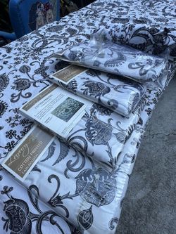 Black White Cotton Toile Tablecloths Fabric French Country 