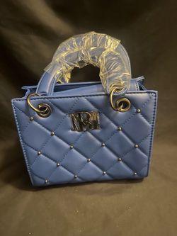 Badgley Mischka Blue Quilted Mini Satchel