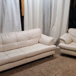 Ashley Furniture Gunter - Brilliant White Leather Sofa and matching Chair. Very Comfortable Couch Set