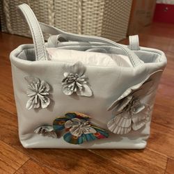 Paolo Masi Baby Blue Leather Butterfly Tote