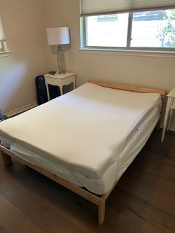 Full size bed (frame, mattress, mattress topper)