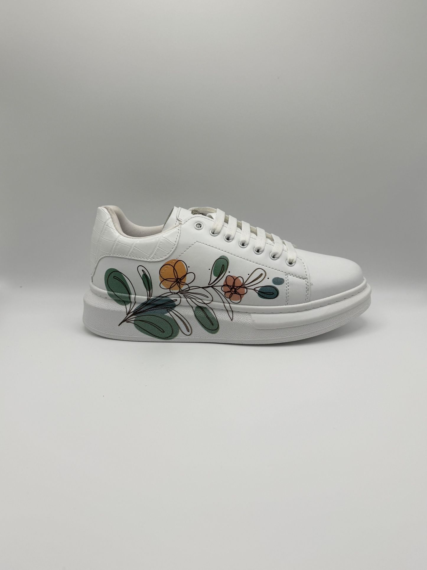 Brand New Custom Floral 2 Women Fashion Sneaker Platform Comfortable Size 8