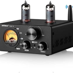 AIYIMA T9 100W*2 Bluetooth Stereo Amplifier Class D Amp 2.0/2.1 Channel Tube Power Amp with PC-USB DAC Coaxial Optical inputs &VU Meter & Bass Treble 