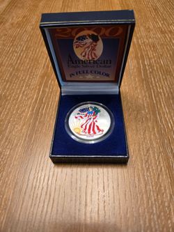 2000 Silver Eagle colorized, encased, boxed, with certificate of authenticity