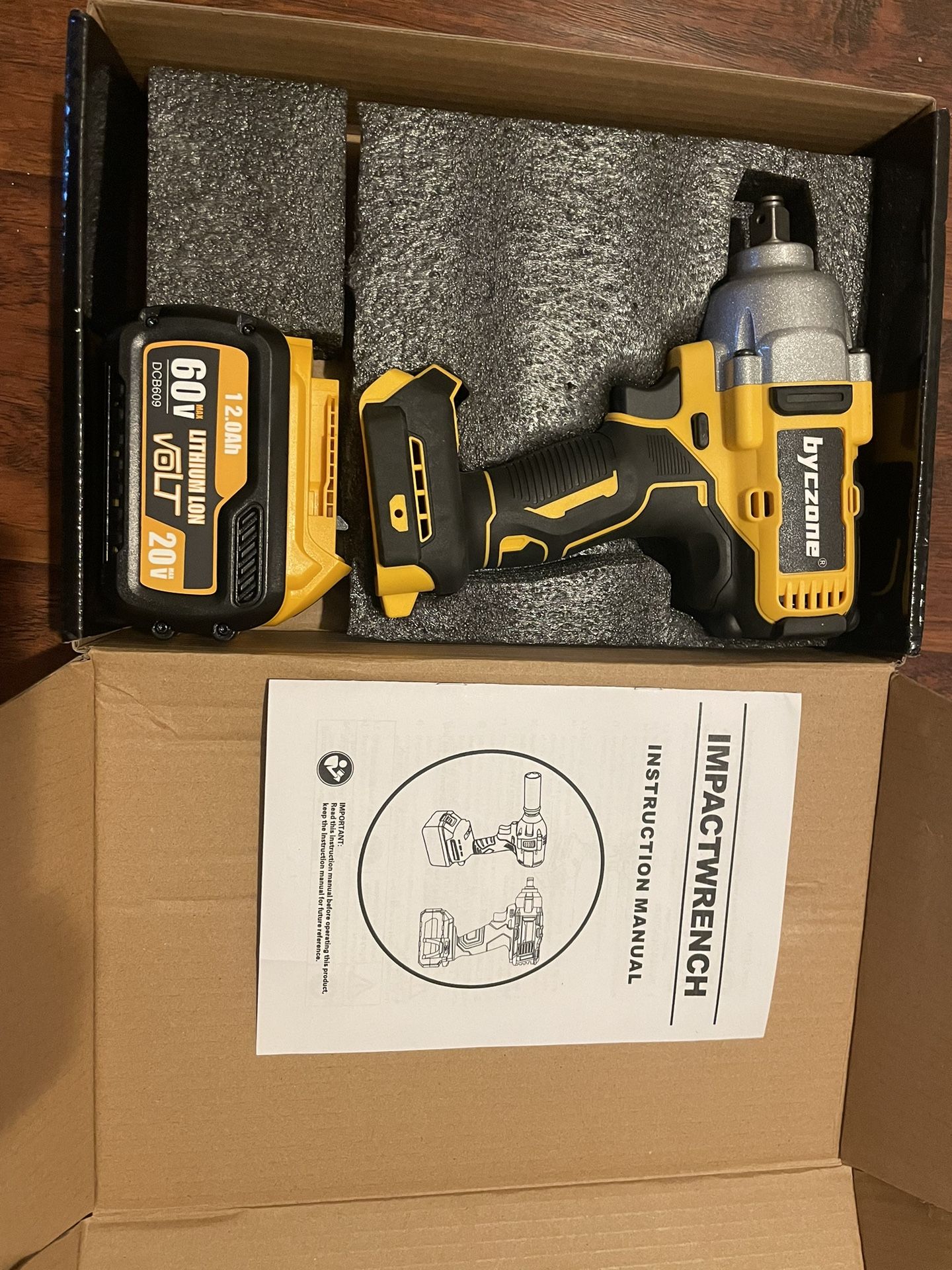 Heavy duty Wireless Impact Wrench for Dewalt 20V Battery, Featuring 1/2 Inch Drive 