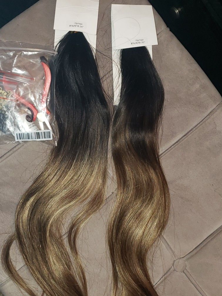 I-tip HUMAN HAIR EXTENSIONS I-tip 100 Piece Extentions Half 20"\24“ W/ Install Kit