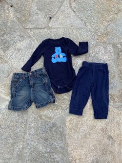 Lot of 3 Boys Clothing Onesie/Shorts/Pants Size 6-12 Months