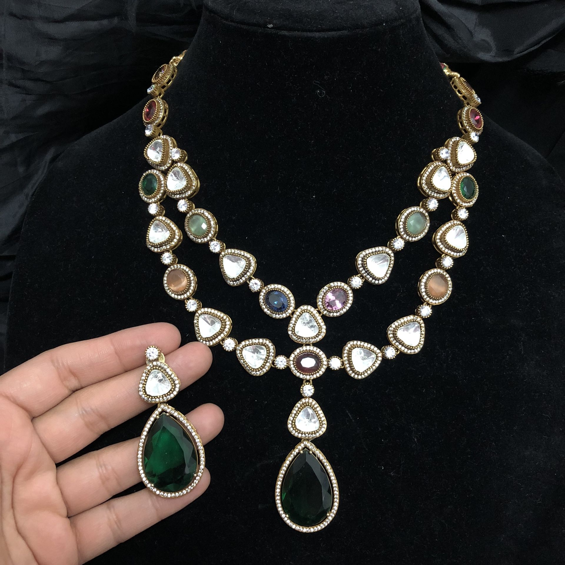 Mangatrai Masonite Choker Premium Quality Indian Mala Double Layer Necklace Jewelry Indian Pakistani Pearl Necklace 