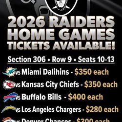2026 Raiders Home Game Tickets Available 