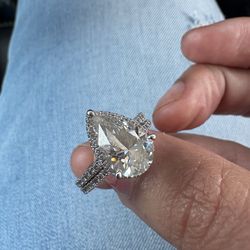 Diamond engagement, and wedding band