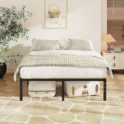 King Bed Frame, Heavy Duty Metal Platform - No Box Spring Needed,Reinforced Steel Slats, Noise-Free, Easy Assembly, Ample Underbed Storage, Black