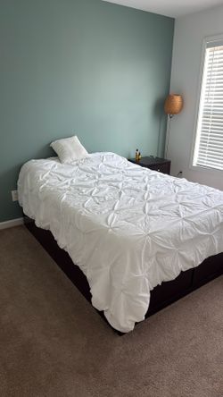 Full Size Storage Bed with Nightstand and Mattress